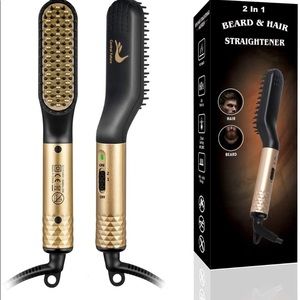 Beard Straightener Brush for Men - 2 in 1 Electric